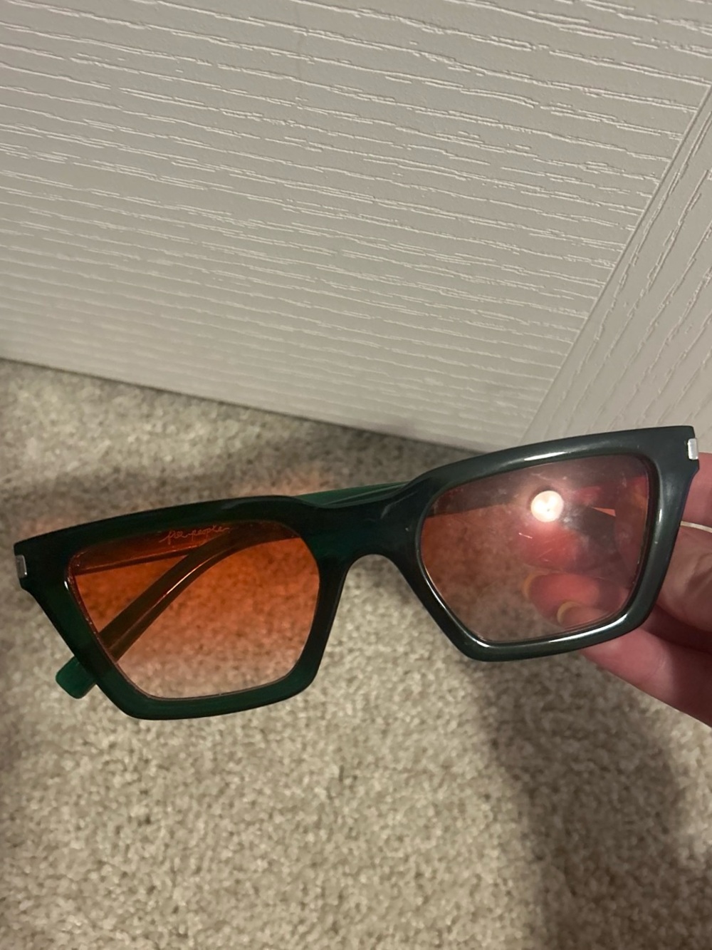 Free People Dark Green Frame Sunglasses with Amber Lenses